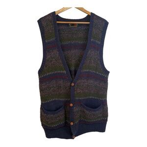 Boston Traders Men's Vintage Wool  Button Up Sweater Vest